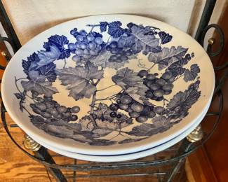 Pair of Primula Italian Pottery Pasta Bowls with Grape Cluster Design