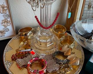 Assortment of Bracelets, Gold Tone Hinged Bracelets, Beaded Bracelets