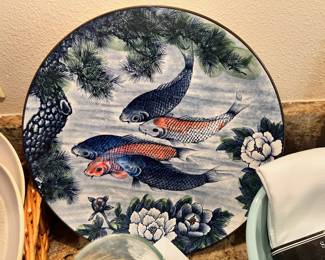 Sun Ceramics Japan Koi Fish Dinner Plate