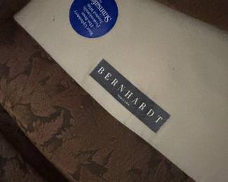 Bernhardt Brown Jacquard Upholstered Armchair and Ottoman