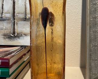 Art Deco Amber Seed Glass Vase 