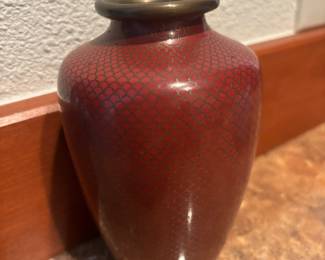 Red Cloisonne Monochrome Fish Scale Vase
