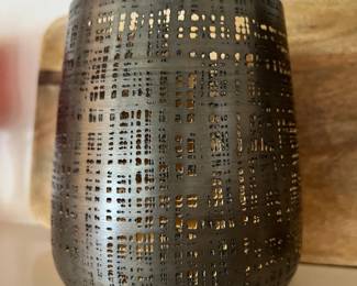 Pewter Tapered Crosshatch Candle Holder