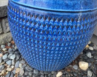 Blue Glazed Ceramic Planter