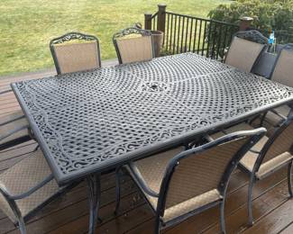 Aluminum Outdoor Dining Table with 8 Patio Chairs