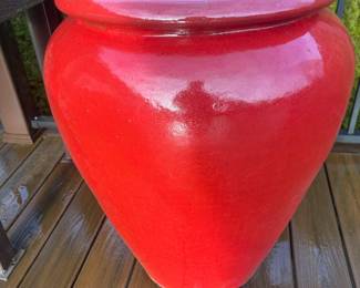 Red Glazed Ceramic Planter