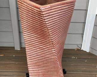 Ribbed Glazed Ceramic Twist Planter