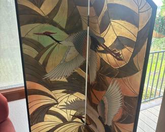Japanese Two Panel Crane Screen