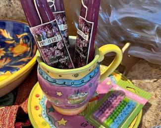 Certified International Sue Zipkin "Happy Birthday" Coffee Mug and Desert Plate