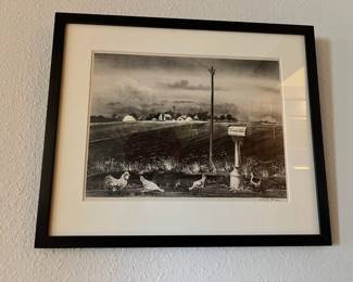 Framed & Matted Lithograph by Adolf Dehn