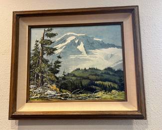 Framed Oil Painting of Mt. Rainier by Roy H. Terry