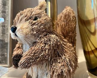 Straw Squirrel Decor