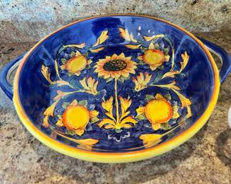 China Tuscan Sunflower Handled Serving Platter