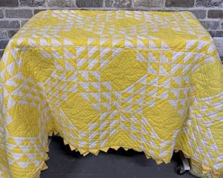 Vintage Yellow & White Quilt is 96x86