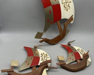 (3) Spanish Galleon Wall Art Decor Ships