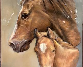 Framed 3-D Mare & Colt Acrylic Cutout Artwork