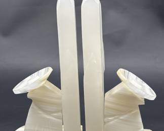 Mexican Onyx Bookends, Figural w/ Cacti