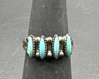 925 Silver and Turquoise Ring, Sizes 5, TW 2.9g