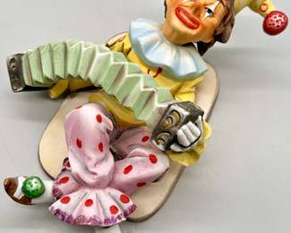 Vtg. Hanging Clown Playing Accordion Wall Figurine