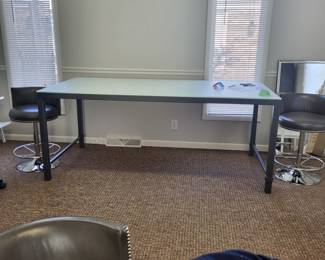 TRICE FURNITURE CUBA TABLE / DESK / ISLAND WITH METAL BASE AND FINGERPRINT TOP $395