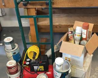 Central Pneumatic Air compressor With Dolly Paint And Chemicals