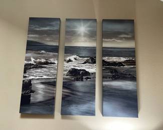 Three Piece Canvas Ocean Print With Smaller Canvas Print
