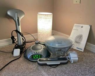 AirPods With Homedics Massager Projection Alarm Clock Wake Up Light And Lamp