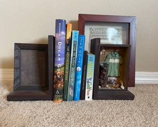 Gold Books With Book stands And Shadow Box
