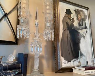 Baccarat candelabra and small figurines, 