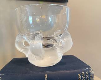 Lalique Owl frosted glass bowl