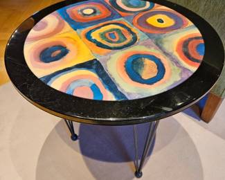 Wassily Kandinsky "Squares with Concentric Circles" Vintage Side Table C. 1980