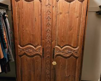 Circa 1880's French Carved Wood Wedding Armoire
