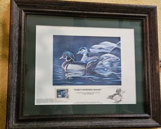 Neal Anderson Signed &Framed Duck Stamp Collectors Edition Early Morning Magic