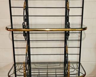 FRENCH BRASS & STEEL FRENCH PROVINCIAL BAKERS RACK. 2 Available