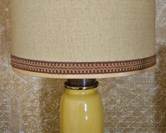 Mid-Century Paul Hanson Brass, Porcelain and Wood Lamp