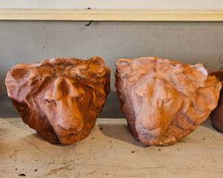 Vintage Terracotta Lion Head Planters