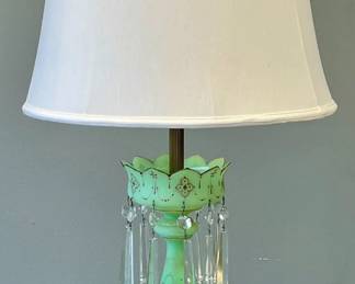 Jade Green Uranium Glass Luster Lamp