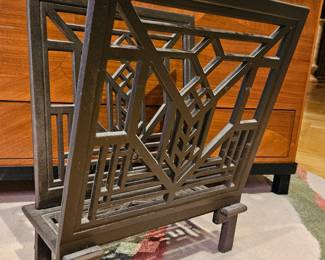 Frank Lloyd Wright Design, Arts and Crafts, Lake Geneva, Cast Metal Magazine Newspaper Rack