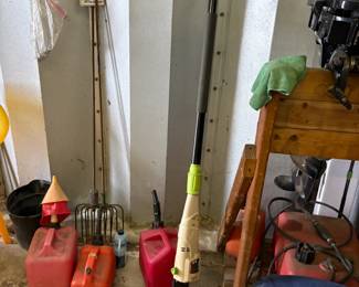 . . . gas cans and pole chain saw