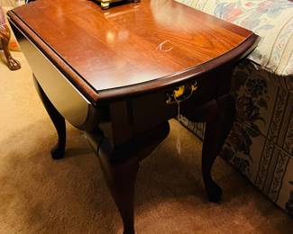 1 of 2 solid wood drop leaf end table