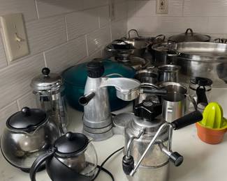 coffee makers, tea filters, pans