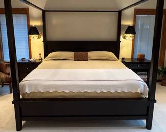 Dark wood king size canopy bed