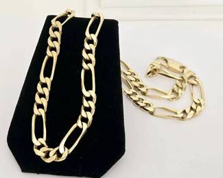 Heavy 18K Gold Figaro Link Design Necklace - 21" (78.7 Grams)