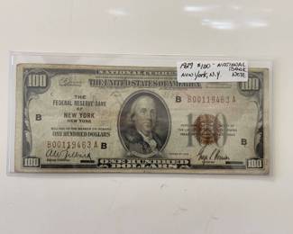 Series 1929 $100 New York Federal Reserve Bank Note Fine Condition