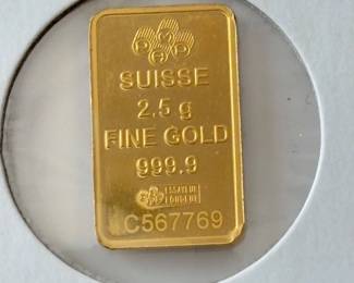 2.5 gram .9999 Fine Gold PAMP Suisse Bar