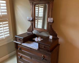 Antique East Lake Dresser / Vanity with Marble Top