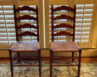 Ladder Back Chairs with Rush Seats (4)