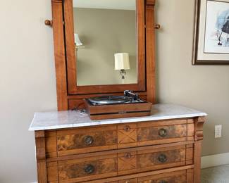 Antique East Lake Dresser with Mirror & Marble top
