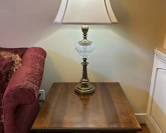 Vintage Mahogany Side Table & Antique Lamp