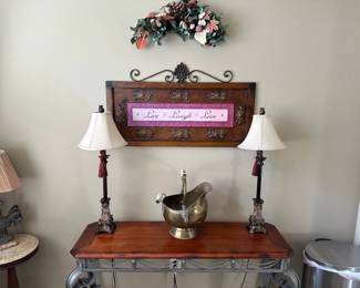 Sofa Table & Lamps